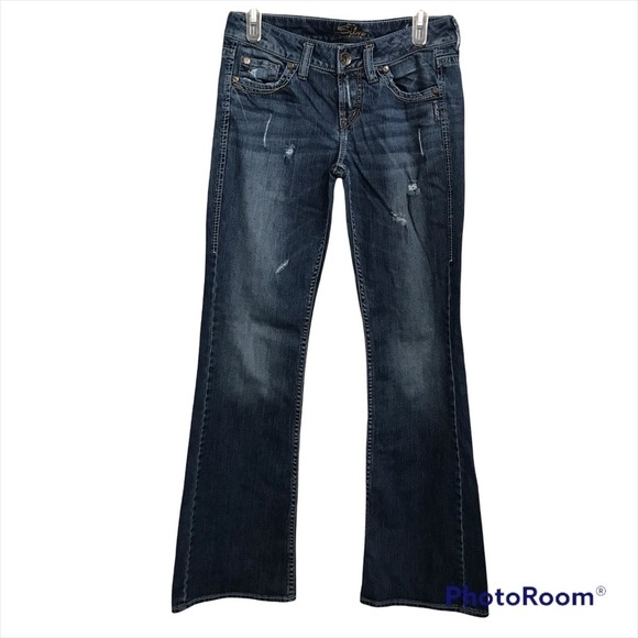 SILVER JEAN CO / "Lola" Flare Distressed Jean size W27/L33 - Picture 3 of 14